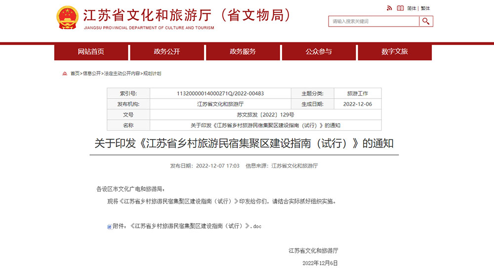 文旅：江蘇省發(fā)布鄉(xiāng)村旅游民宿集聚區(qū)建設(shè)指南，助力鄉(xiāng)村振興和美麗江蘇建設(shè)！